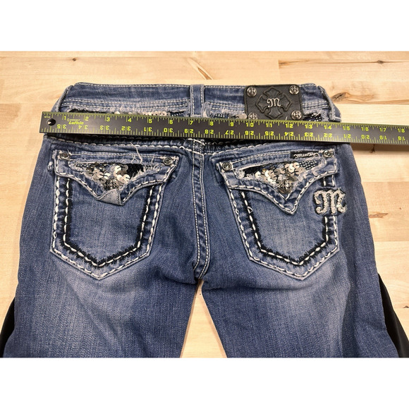 Miss Me Womens Jeans Flare Velvet Stripe Side Size 27 JE5688TL Embellished - Picture 6 of 7